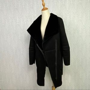 BB DAKOTA Keldon Faux Shearling Drape Collar Coat.